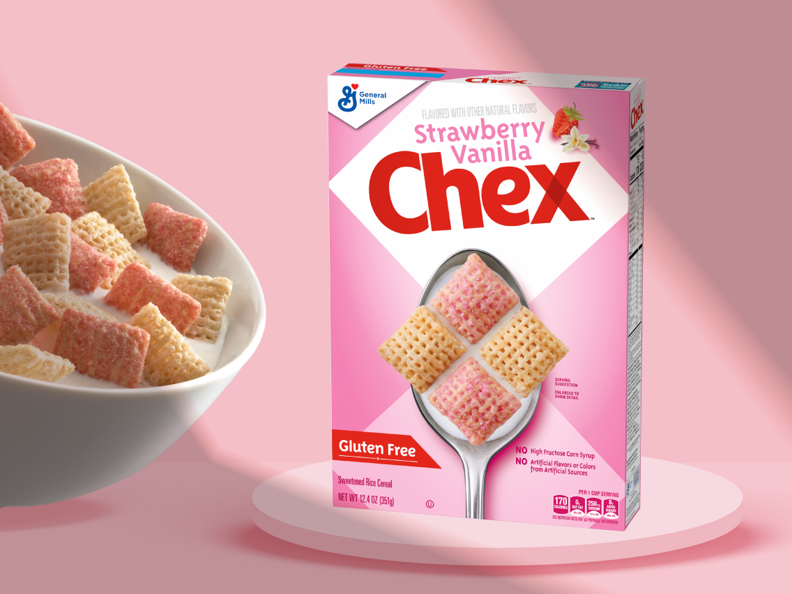 Box of Chex Strawberry Vanilla cereal